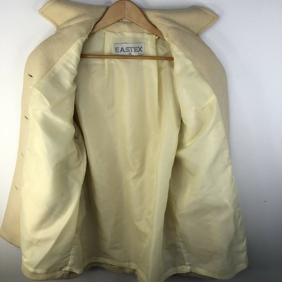 Vintage Eastex Wool Overcoat Top Coat Cream Womens Medium - Picture 2 of 7